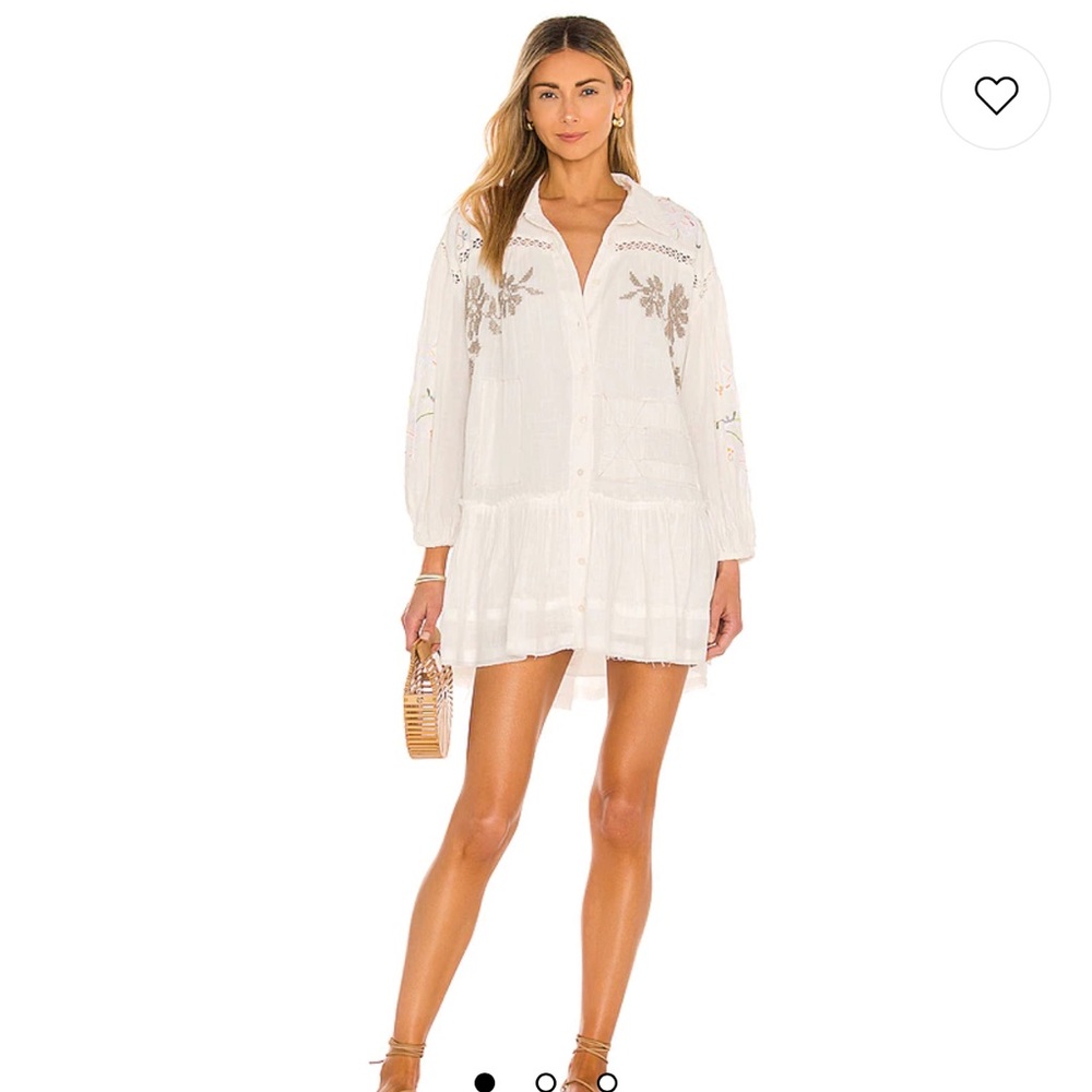 FREE PEOPLE Louisa Patchwork Mini Dress in Ivory SIZE XS